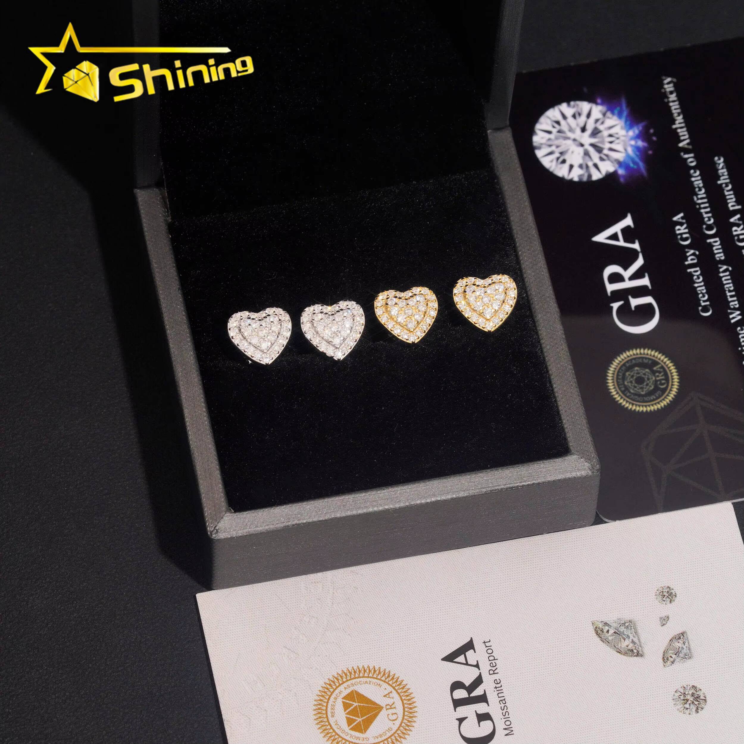 USA Warehouse Heart Shape Moissanite Earrings VVS Fine Jewelry Elegant Women 925 Silver Earrings Daily Wear Designer Earrings