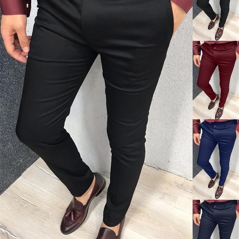 Mens fashionable casual pants daily business formal high waist slim fit European and American style solid color fourcolor Seaso 240913