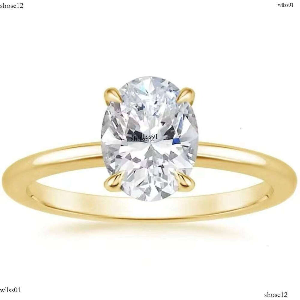 Women's Wedding Engagement Ring Fashion Versatile White Oval moissanite chainia Gold-Plated Silver sterling silver Jewelry