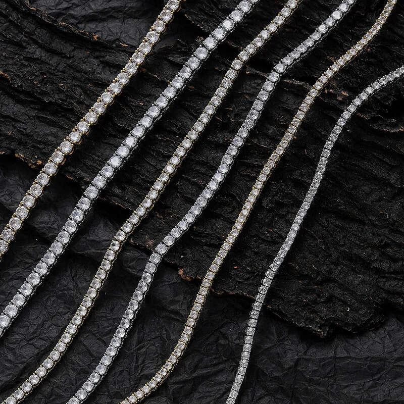 Designer Rose gold 4mm 5mm VVS Moissanite Tennis Chain 6-24 inch Women's and Men's Bracelet Necklace
