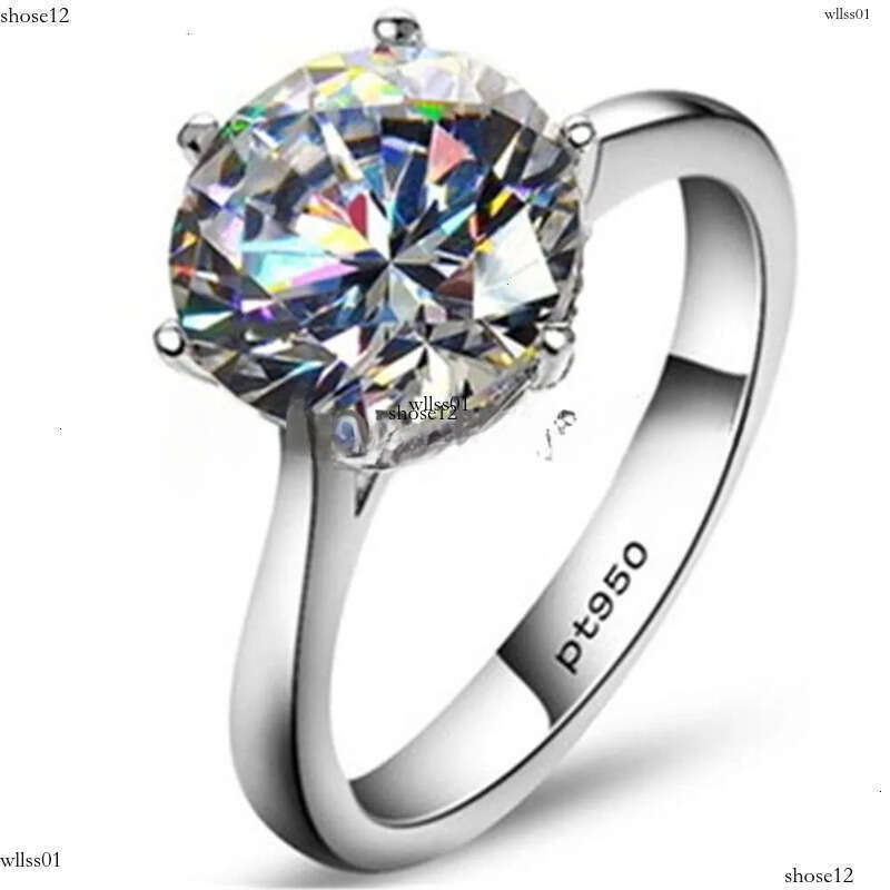 2ct 3ct 4ct Sterling Sier VVS Solitaire Moissanite Wedding Engagement Ring for women with gra certificate