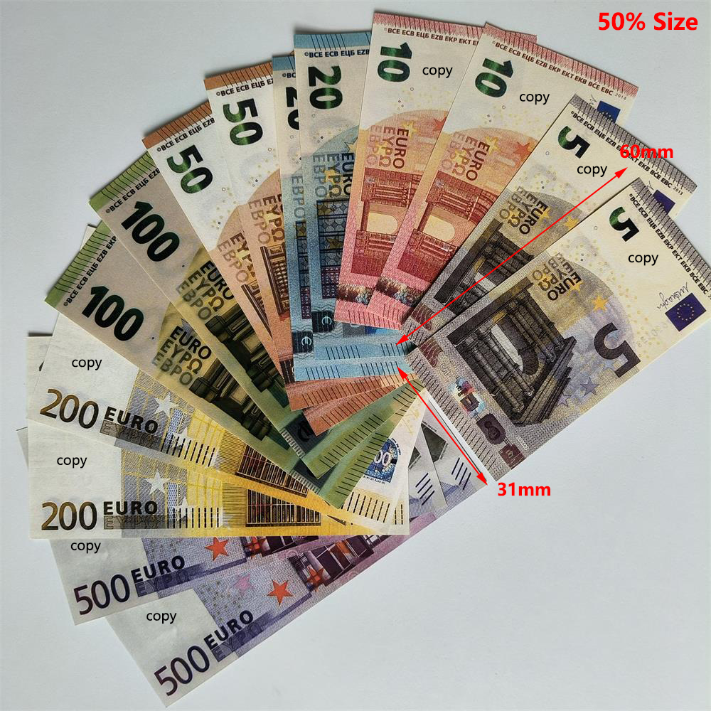 Party Supplies Fake Money Banknote 5 10 20 50 100 200 500 Euros Pounds 3A Realistic Toy Bar US Props Copy Currency Movie Money UK Faux-billets Copy Money 60*31mm 50% Size