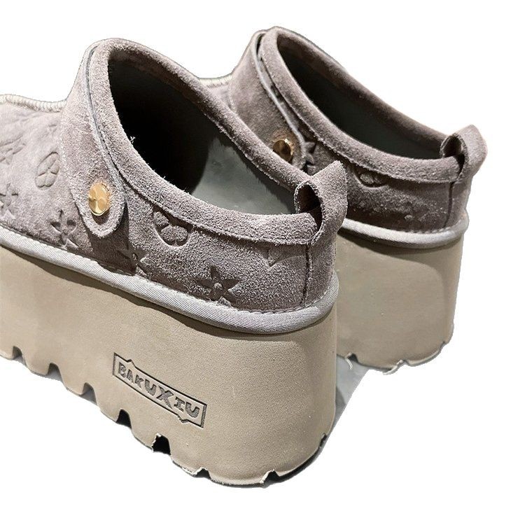 cotton shoes free Shipping Fashionable presbyopia anti fur printed bread shoes women doll head thick soled sponge shoes casual single shoes