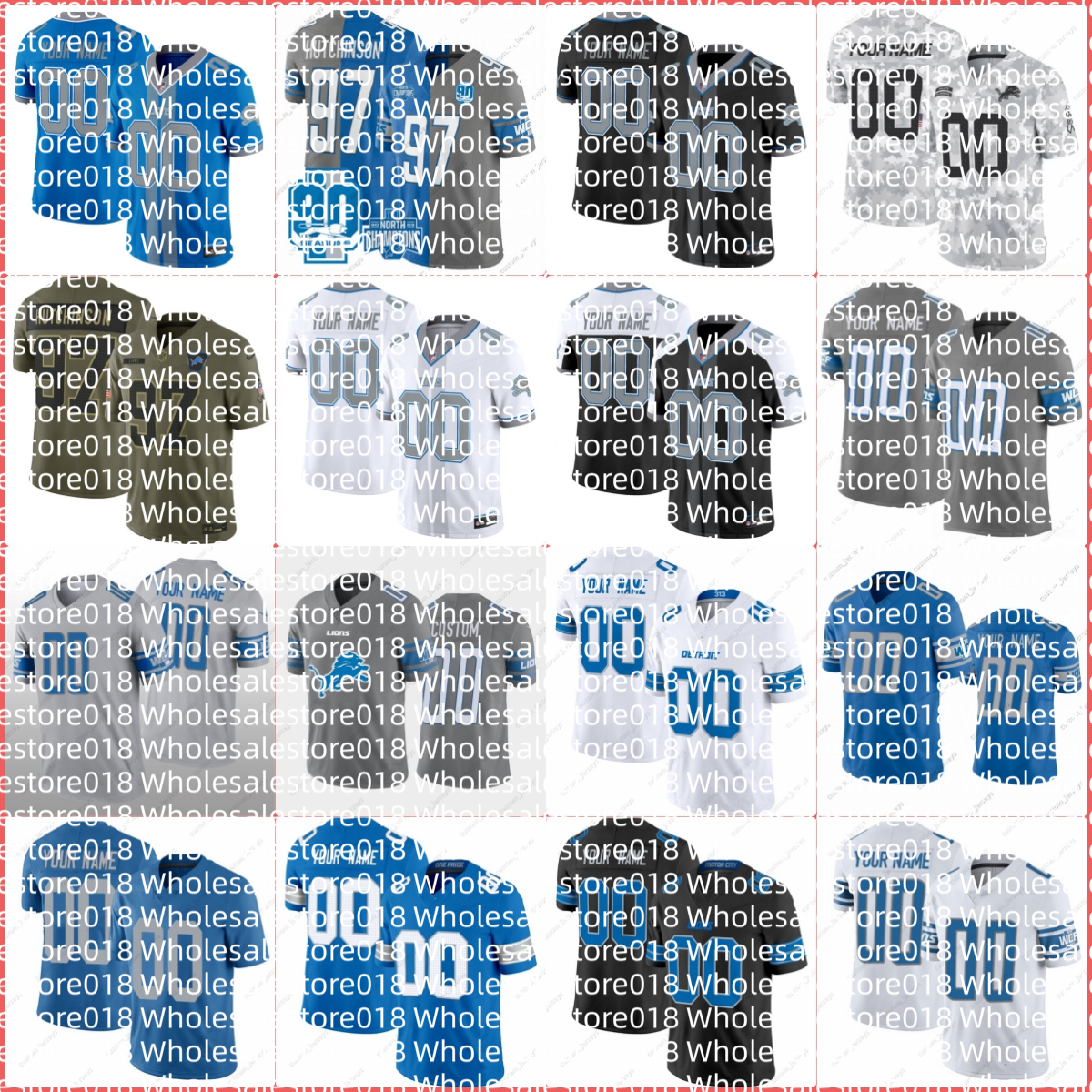 Lions Jersey Jahmyr Gibbs Jack Jared Goff Sam Laporta Amon-Ra St. Brown Dan Penei Sewell Barry Sanders Jameson Williams David Montgomery Football
