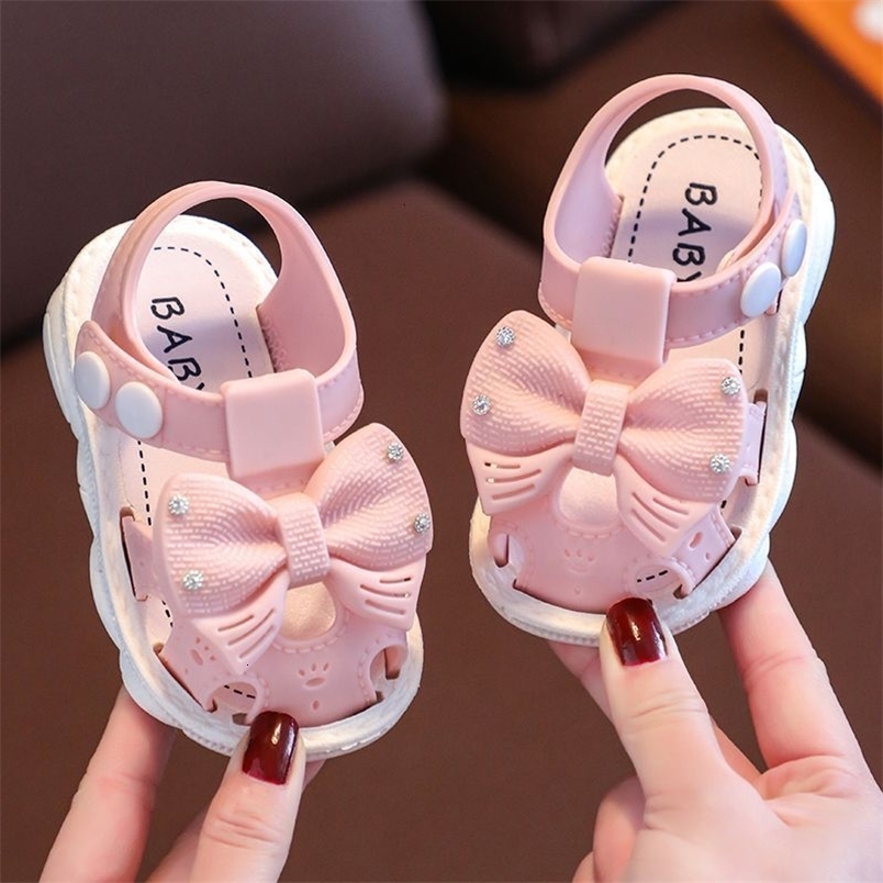 Sandals Sandals Summer Baby Toddler Bow Princess Shoes Soft Bottom Baby 0-3 Years Old Kindergarten Baotou Girls Comfortable Sandals 230515