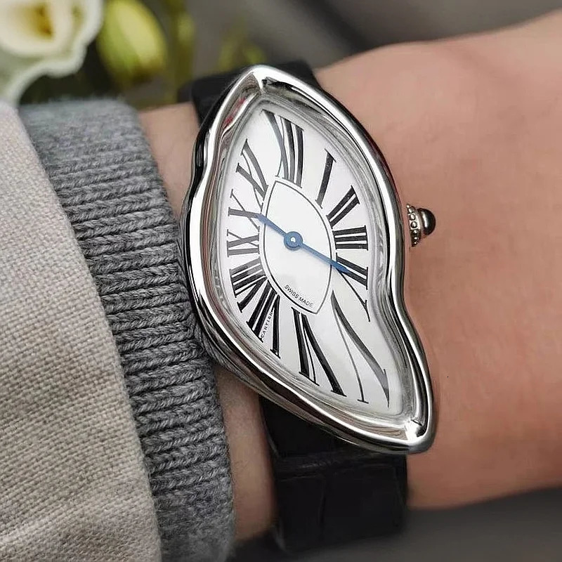 Medieval Crash Creative Melting Twisted Watch High Quality Genuine Leather Watch For Men ious Sapphire Glass Mens Watch 250928