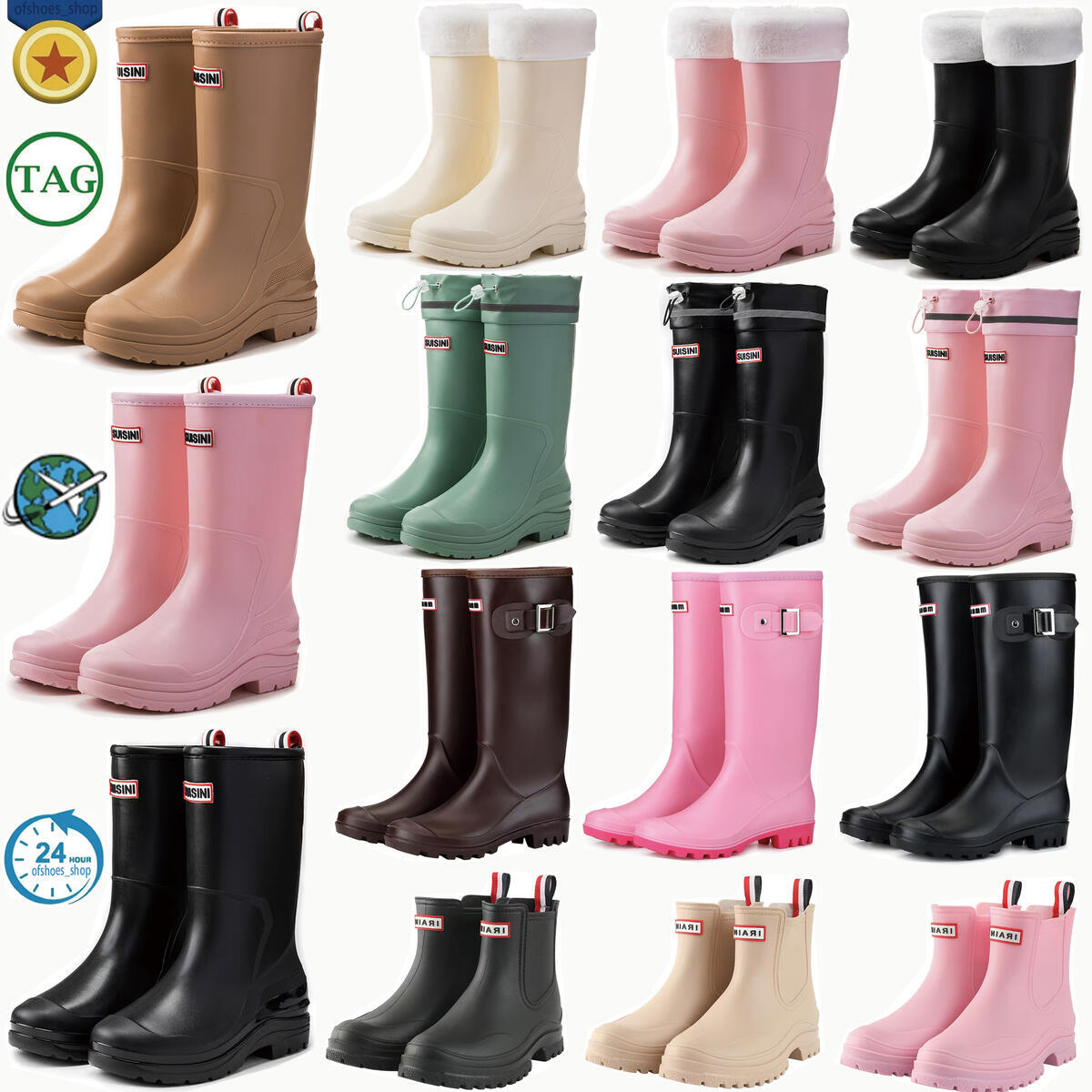 5a top Designer Rain Boots Women Boots shoe Snow Rubber High boot breathable Black light shoes fashion autumn winter wellies