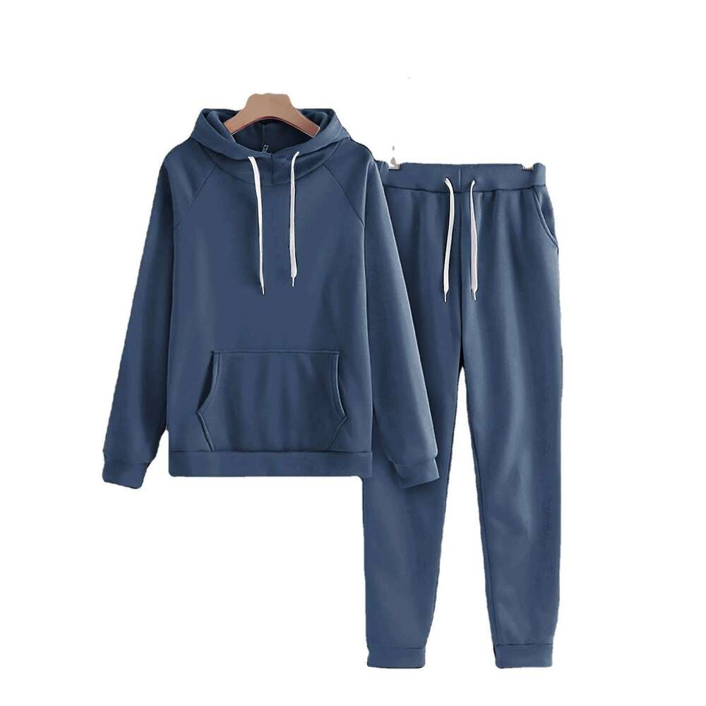 2023 Fashion Loose Sweatshirt Plus Size Two-Piece Set Solid Color Hoodie Sports Suit Women