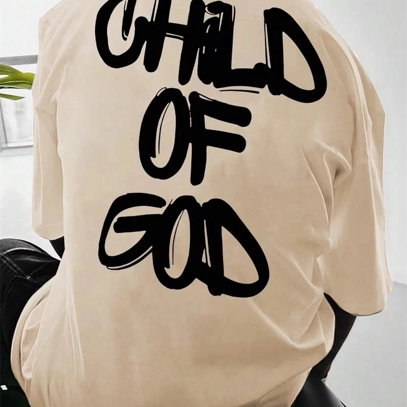 Child of God Trendy Gothic Letter Pattern Oversized TShirt Men Y2K Streetwear Casual tee Harajuku Loose Top Cotton Short Sleeve 241227wtt