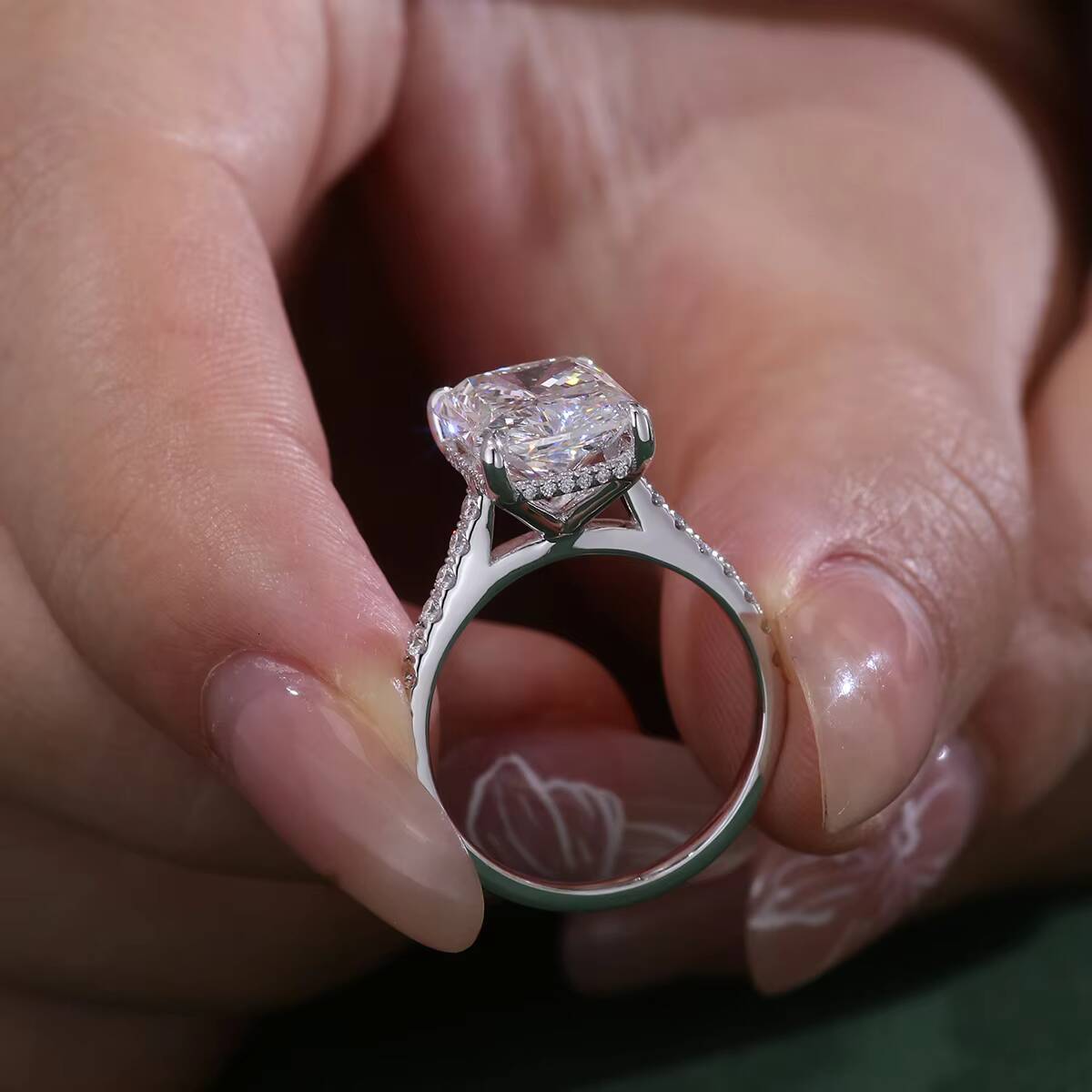 IGI 18K Solid Gold Wedding Jewelry Women Solitaire Radiant Cut 3ct LAB GROWN Diamond Engagement Ring