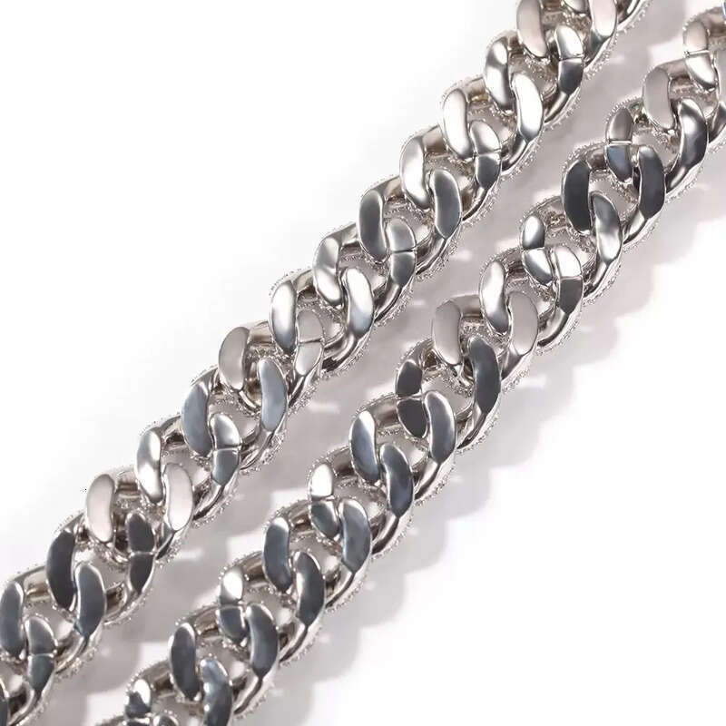 Classy Men's Sterling Sier Necklace with Exquisite 18mm Moissanite Stones - Contemporary 3 Rows Cuban Style