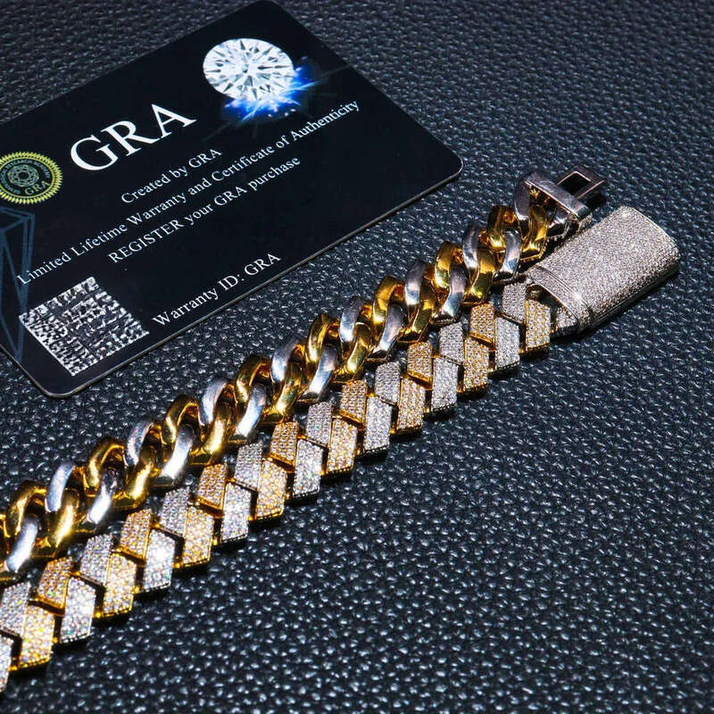 In Stock Drop Shipping Sier Men Rose Gold Solid Heavy Thick 13MM Iced Out Dia VVS D Color Moissanite Cuban Chain