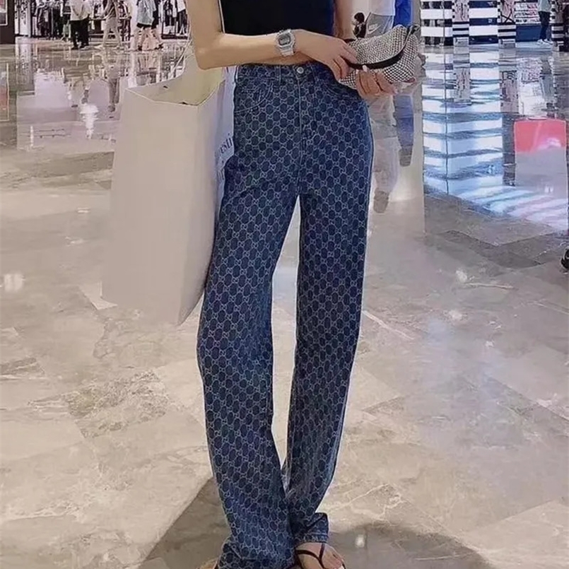 Vintage pants Woman embroidered Jeans High Waist Wide Leg Denim womens spring summer loose high street waist 240118