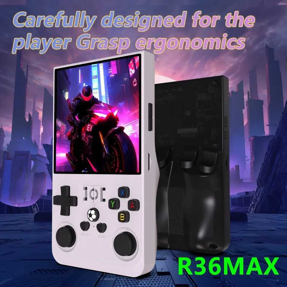 R36MAX Game Console 64GB 128GB 18000GAMES Linux System 40inch K36 vs R36S 35inch Pocket Video Player No Download Required H260509