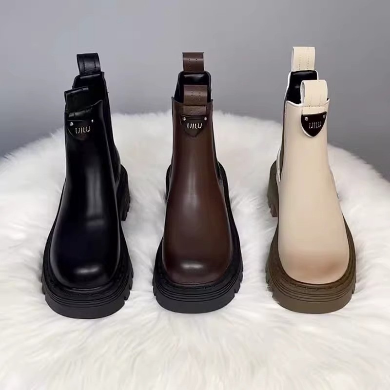 Free shipping Simple thick soled Martin boots chimney boots women's autumn winter Chelsea boots casual and plush slim boots short boots HOT