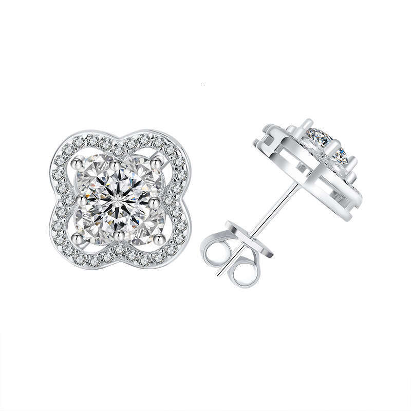 With Certificate Pass Diamond Tester VVS1 D Color Moissanite Earrings 4 Leaf Clover Earrings Diamond Ear Ring For Women Designer Jewelry Woman Christmas Gift