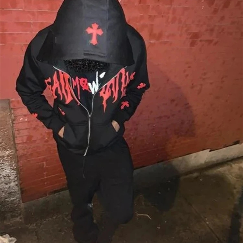 Y2k Women Winter Aesthetic Print Zip Up Hoodies Sweatshirts Men Jacket Grunge Oversized Clothes Gothic Harajuku Hoodie Emo tops 250311