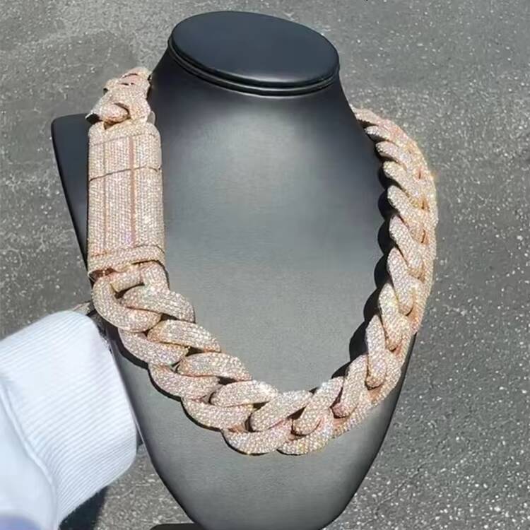 Big Size 30mm Hip Hop Jewelry Iced Out Miami Cuban Chain S925 Sterling Silver VVS Moissanite Rapper Cuban Lidynamic Chain Necklace