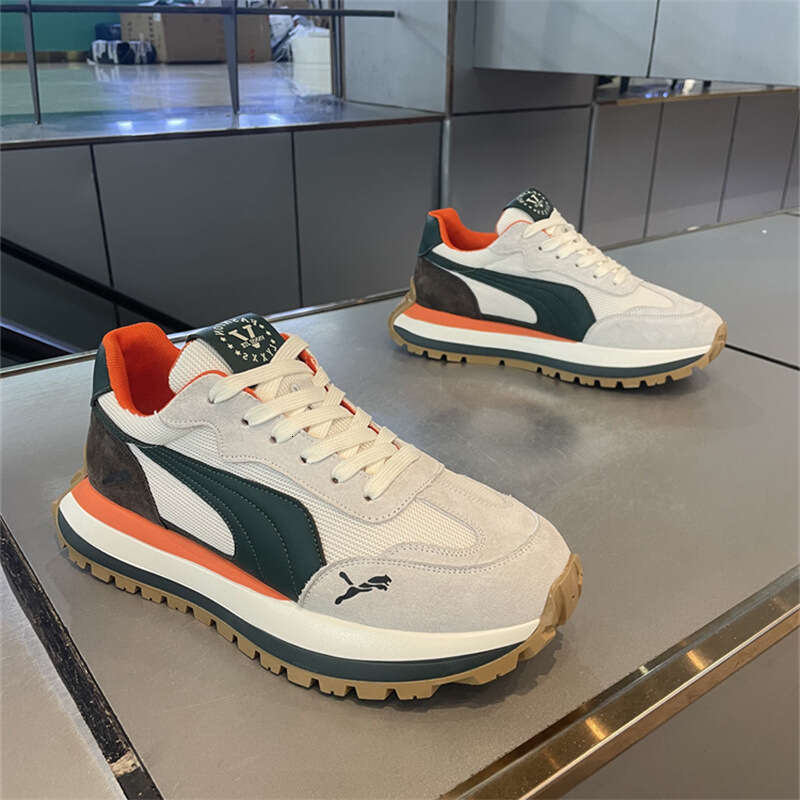 Men's 2025 Spring New Thick-Soled Mesh Breathable Lightweight Soft-Soled Fashion Dad Shoes Casual Sneakers ab