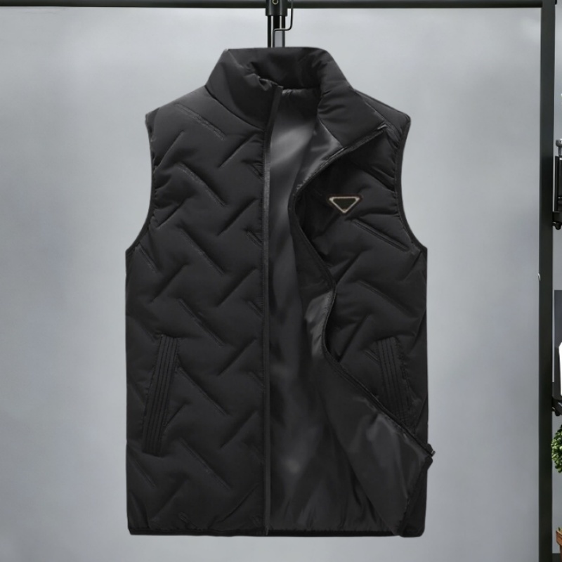 High quality 2025 New Luxury Embroidered Triangle Brand Logo Mens Vests Jacket Bomber Cotton Coats Sleeveless Windbreaker Man Coat Jackets Vest Asian Size M-5XL