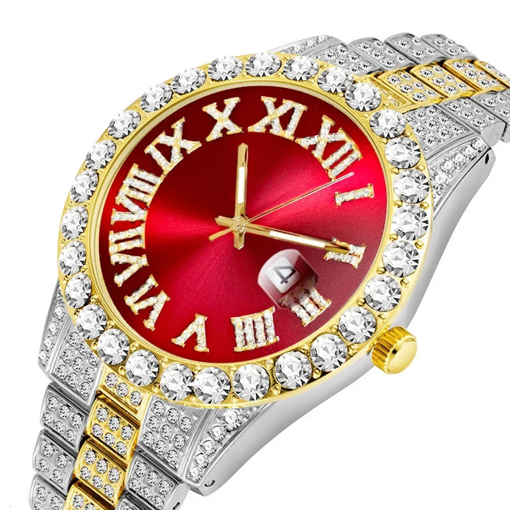 Iced Out Watch Men Full Diamond Mens Watches CZ Quartz Mens Watch Waterproof Hip Hop Male Clock Gift for Men 250928