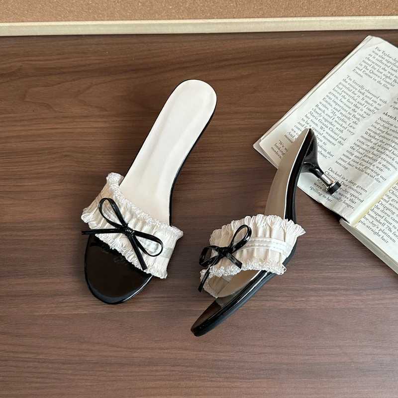 2025 New Summer Womens High Heels Fashionable Bow Decorative Womens Slippers Sandals Elegant Thin High Heels Shoes Sandalias Z250929
