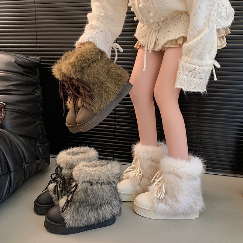 Designer shoes hot free shipping Fashionable and trendy snow boots with thickened fleece and increased height women's new winter warm cotton boot