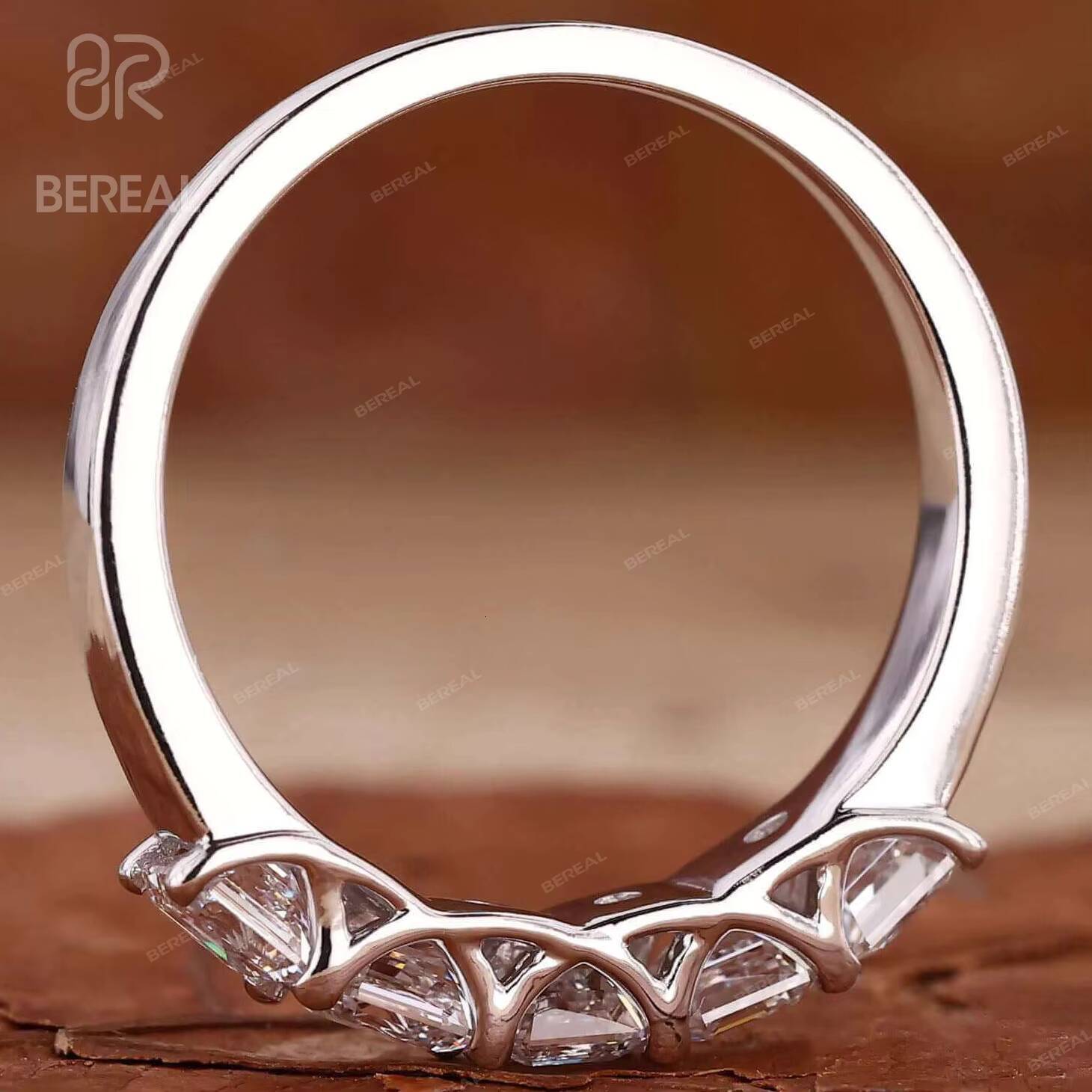 Custom Asscher Cut Vvs Lab Grown Diamond Anniversary Ring High Quality White Gold 925 Silver Wedding Ring Fine Women Jewelry