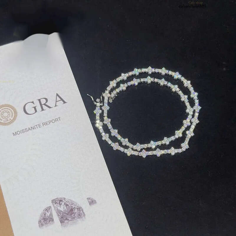 Designer 3mm New Style Hip Hop Moissanite Tennis Chain Bracelet Pass Dia Tester GRA Sier vvs tennis moissanite chain women&mens fashion cuban k neckla