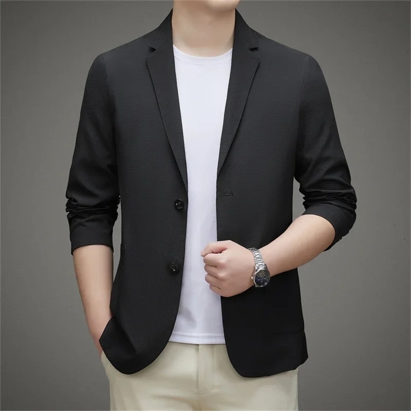 Mens suit jacket summer trend single piece middleaged and young casual temperament slim fit sun protection thin 240430