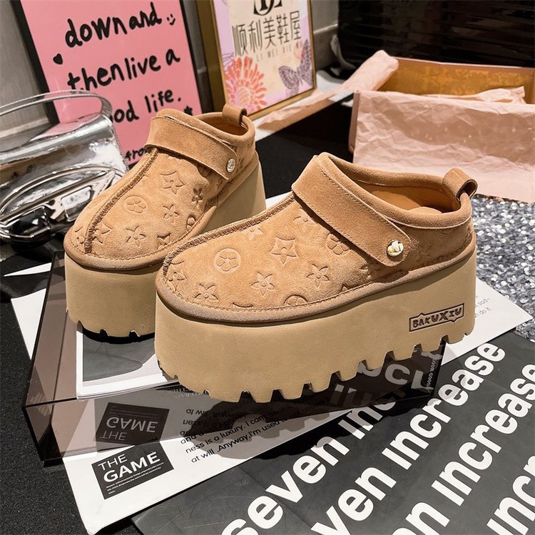 cotton shoes free Shipping Fashionable presbyopia anti fur printed bread shoes women doll head thick soled sponge shoes casual single shoes