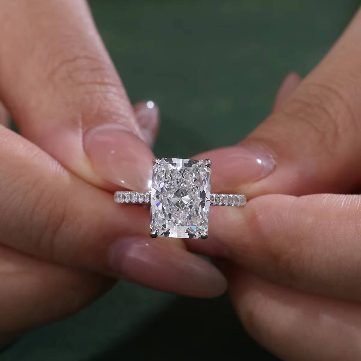 IGI 18K Solid Gold Wedding Jewelry Women Solitaire Radiant Cut 3ct LAB GROWN Diamond Engagement Ring