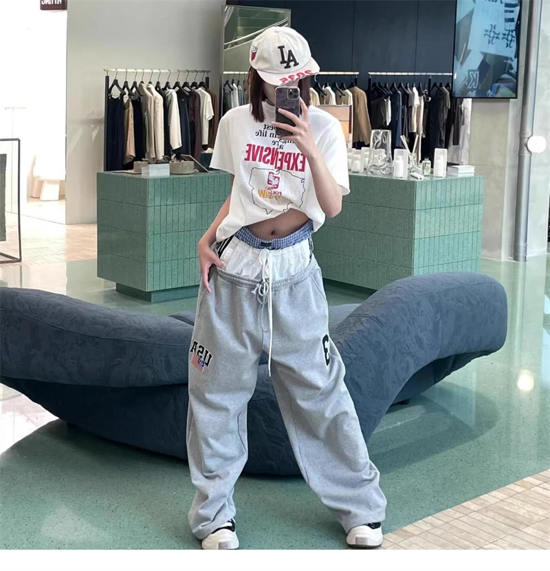 25FW Fake Three Waistband Letter Embroidery Drawstring Casual Project Sports Pants For Men Women Loose Wideleg Sweatpants 250922