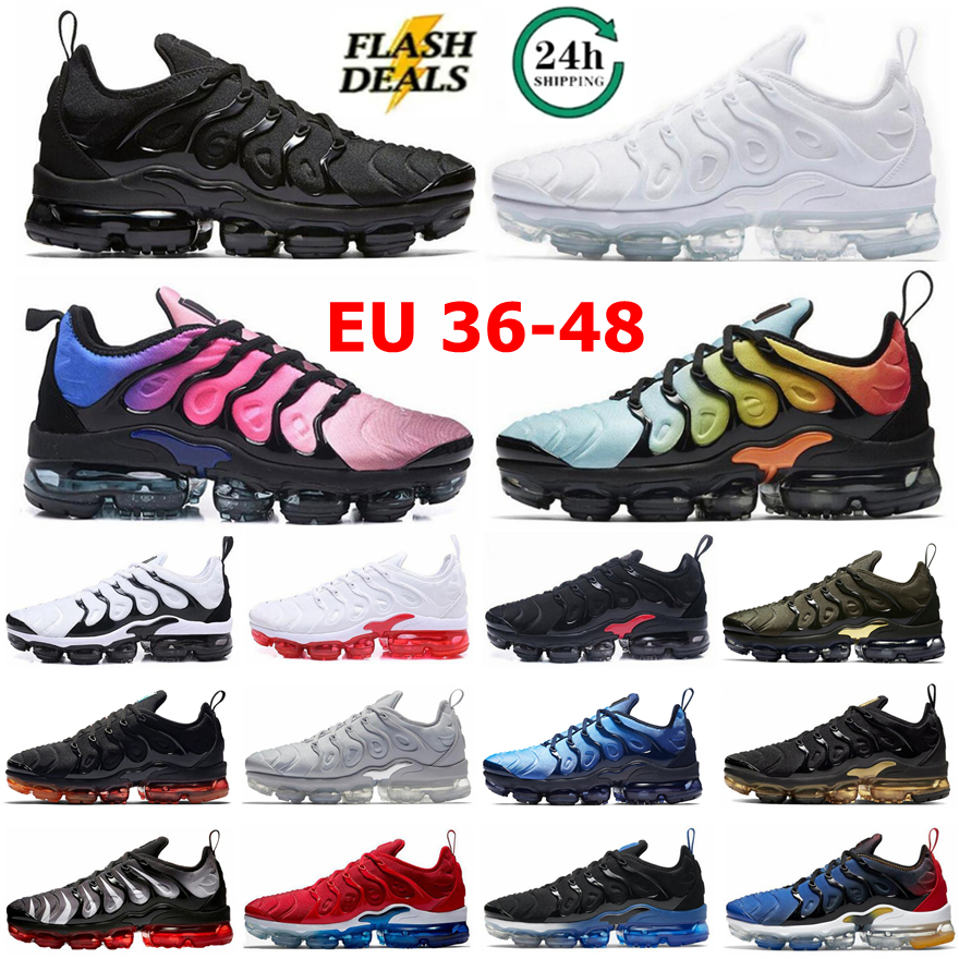 Running Shoes Men Tn Plus Women Tns Trainers Triple Black White University Blue Grape Sky Blue Gold University Red Chaussures Outdoor Sports Sneakers Big Size36-47