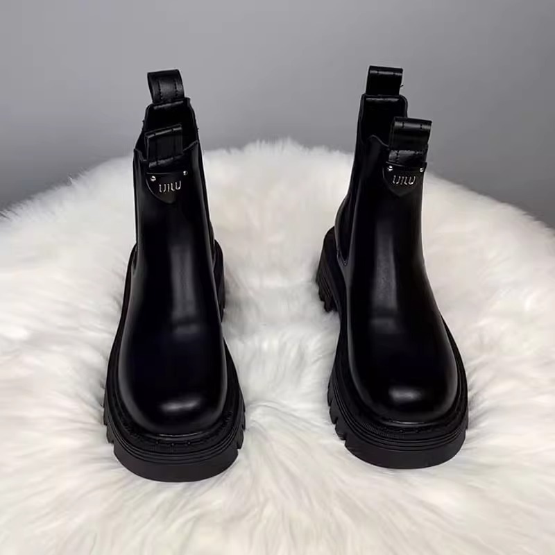 Free shipping Simple thick soled Martin boots chimney boots women's autumn winter Chelsea boots casual and plush slim boots short boots HOT