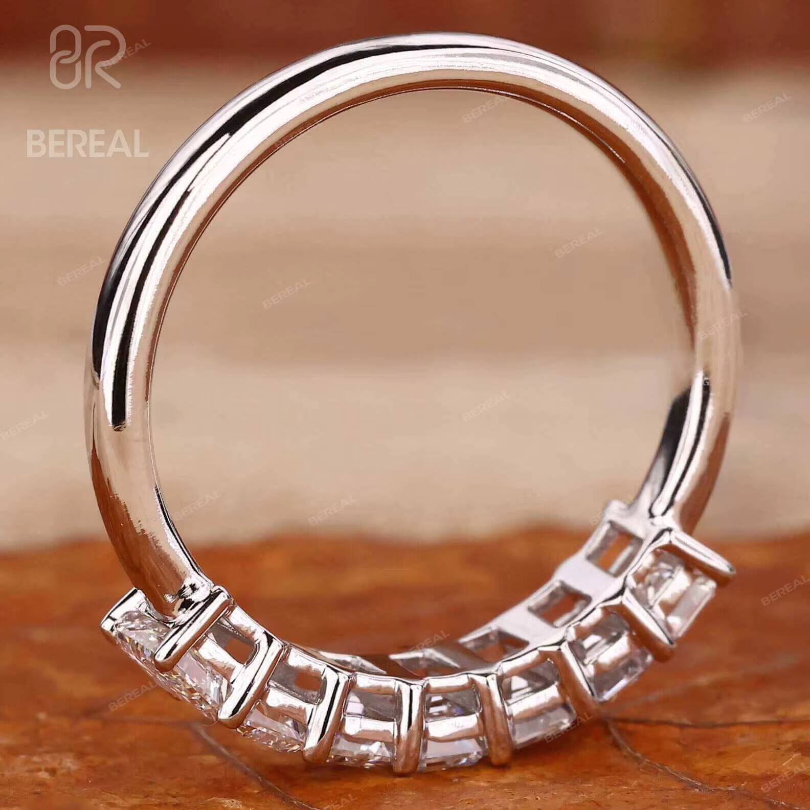 Custom Emerald Cut Vvs Lab Grown Diamond Anniversary Ring Luxury White Gold 925 Silver Wedding Ring Fine Women Jewelry