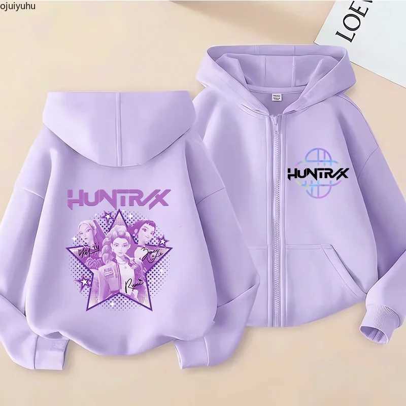 2025 Movie Zip Up Sweatshirts Kpop Demon Hunters Hoodie Children Clothes Kid Girl Boy Sweatshirt Zipper Hoody Baby Casual TopJ250930