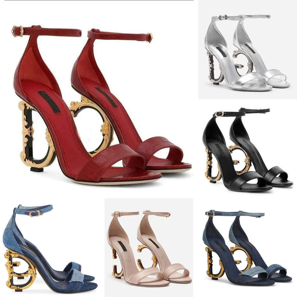 Designer Summer Womens Brands Patent Women Leather Sandals Shoes High Heels Pop Heel Gold-plated Carbon Nude Black Red Pumps Gladiator Sandalias EUR35-42 top AAAA