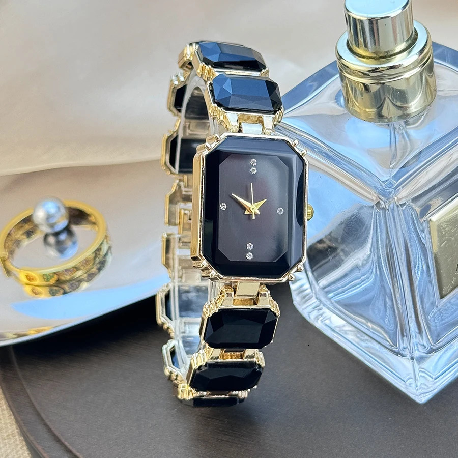 womens large section rhinestone chain rectangular color case rhinestone dial fashion European and American style ladies watch 250928