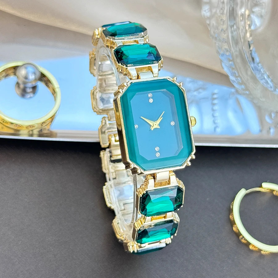 womens large section rhinestone chain rectangular color case rhinestone dial fashion European and American style ladies watch 250928