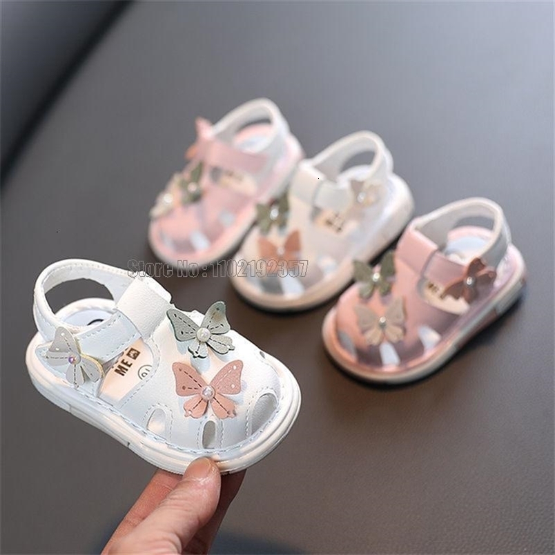 Sandals Princess Butterfly Children Sandals Pu Leather Comfortable Summer Baby Girls Soft Bottom Anti Slip Infant Kids Shoes 230515