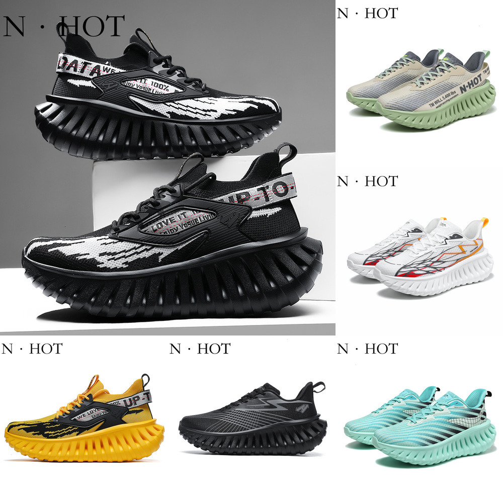 NHOT Designer Luxury Fashion New Flyknit Breathable Lightweight Running Shoes Anti Slip Men's Outdoor Sports Shoes Casual Thick Soled Height Incr