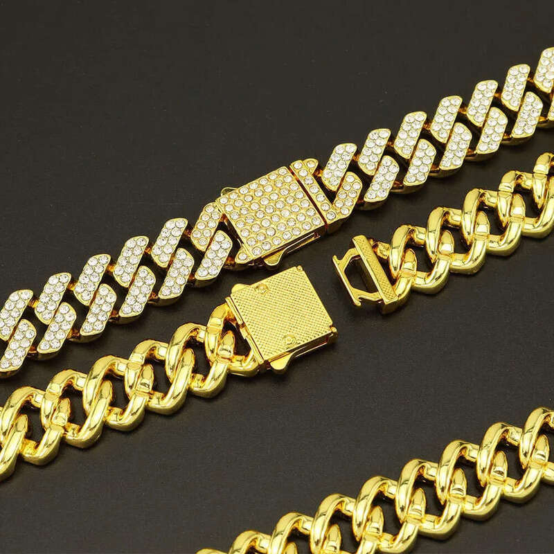 15mm Full Dia Chain Men's Miami Cuban Necklace Fashion Hip Hop Unisex Designer Jewelry y