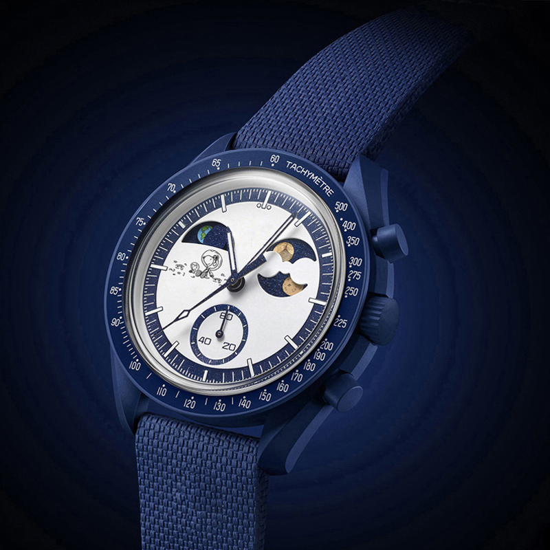 Mens Watches Full Function Quarz Chronograph Watches High Quality Bioceramic Planet Moon Mens Watch 42mm Nylon Luxury Watch Limited Edition Master Wristwatches