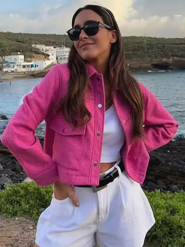 HH Jackets For Womens Autumn Fashion Solid Front Pockets Button Long Sleeve Jacket Elegant Woman Casual Outerwear Coat 250929