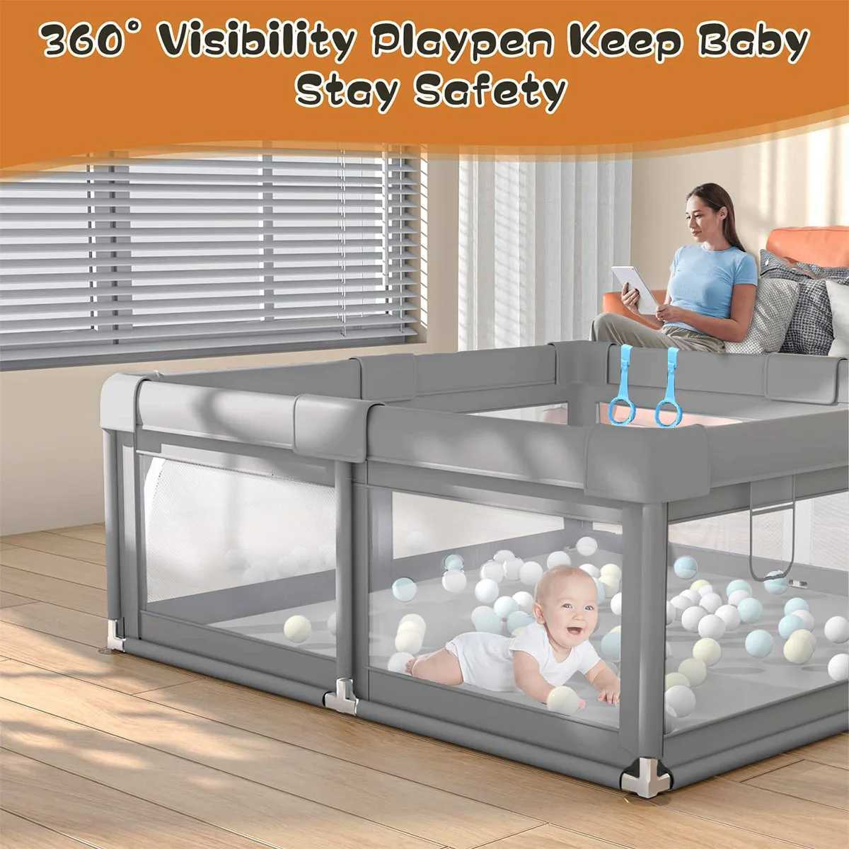 150CM Baby Playground Baby Toddler Playpen Thickened Steel Pipe Cloth Anticollision Playpen Baby Playpen C250929