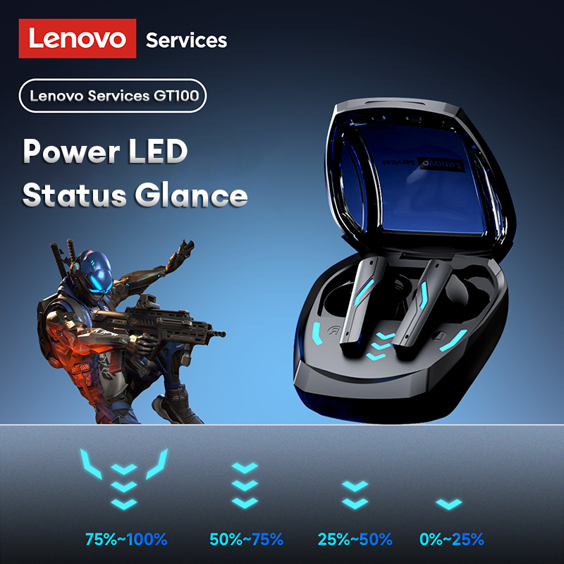 LenovoService Wireless Gaming Bluetooth GT100 Earphones BT 6.0 IMAX Ultra-Clear Sound Quality Music Headset Low-Latency Noise-Canceling Earbuds New