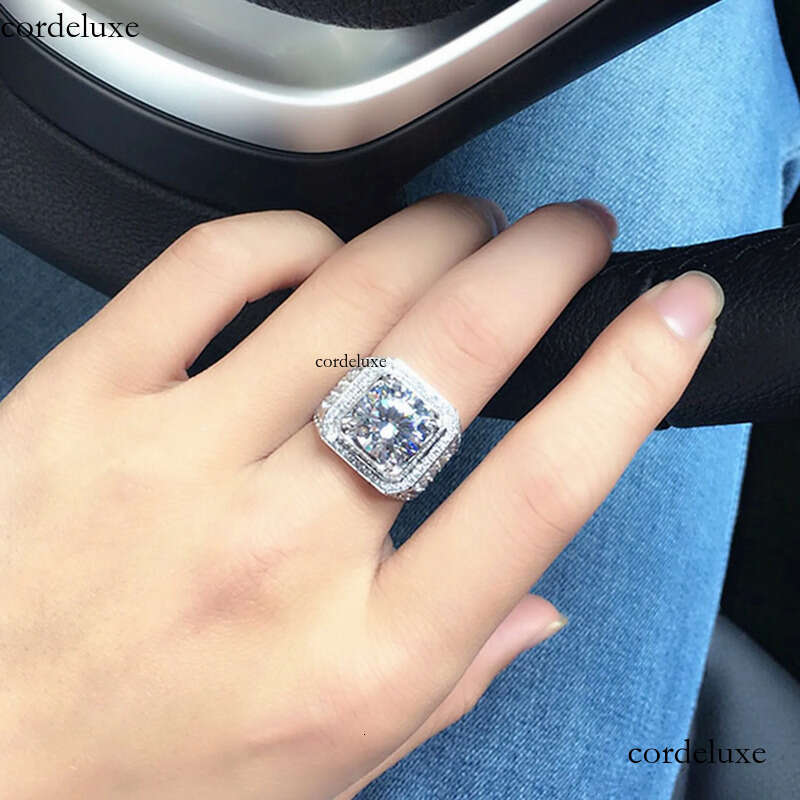 Band sier moissanite Dia 14K Gold Solitaire Male 2ct Lab Zircon Ring Designer Jewelry domineering Engagement Wedding band Rings for men gift 5a