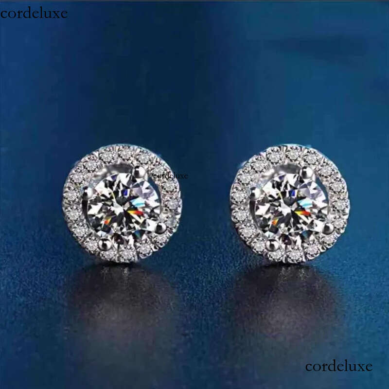Ins Top Sell Stud Earrings Moissanite Dia Simple Fashion Jewelry Round Cut Gemstones Party High Quality Eternity Classical Women Circle Earring Gift 2