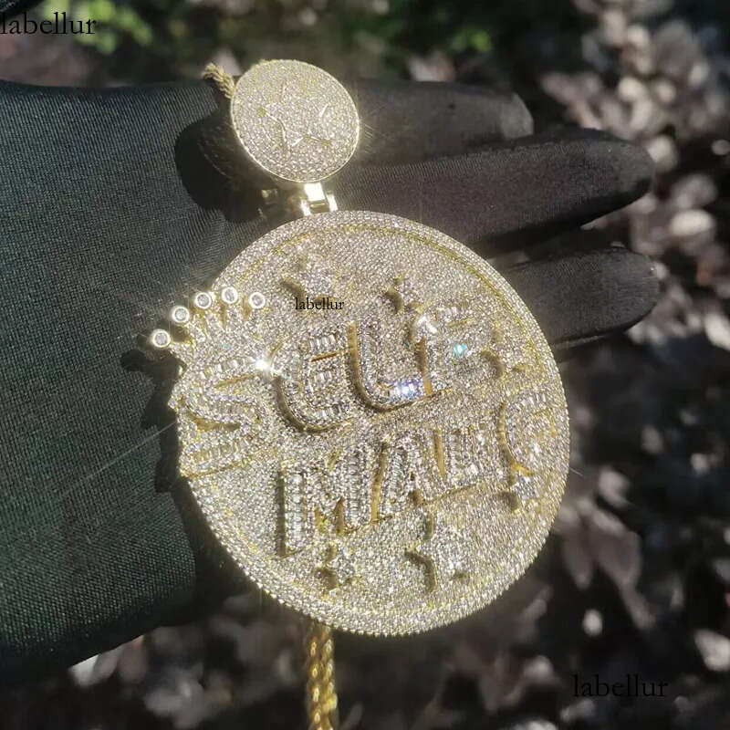 necklace moissanite chain Self Made Letter Iced Out Pendant for MenCubic Zirconia Cz Charm Gold Plated Hip Hop Fashion Jewelry 49